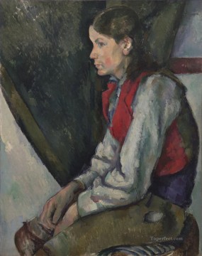  Cezanne Canvas - Boy in a Red Vest 3 Paul Cezanne